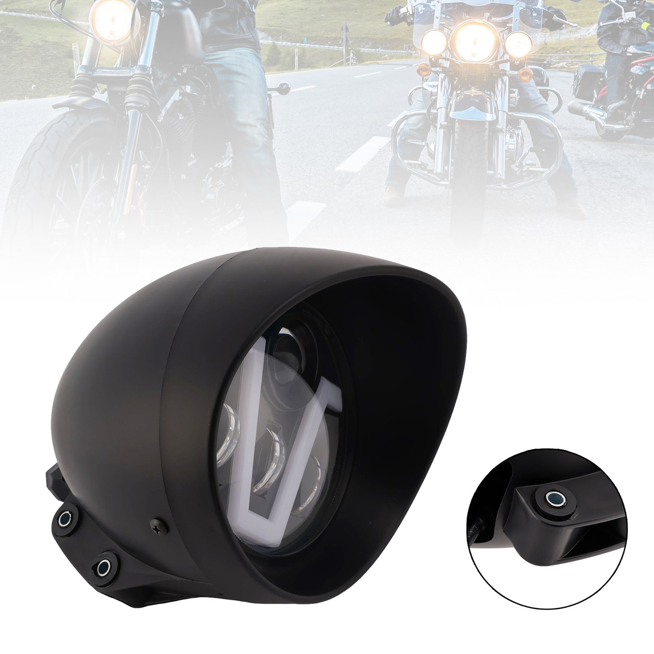 40W 5.75" Beam Headlight Fog Lamp Custom 4000Lm Black Fits For Racer Bobber