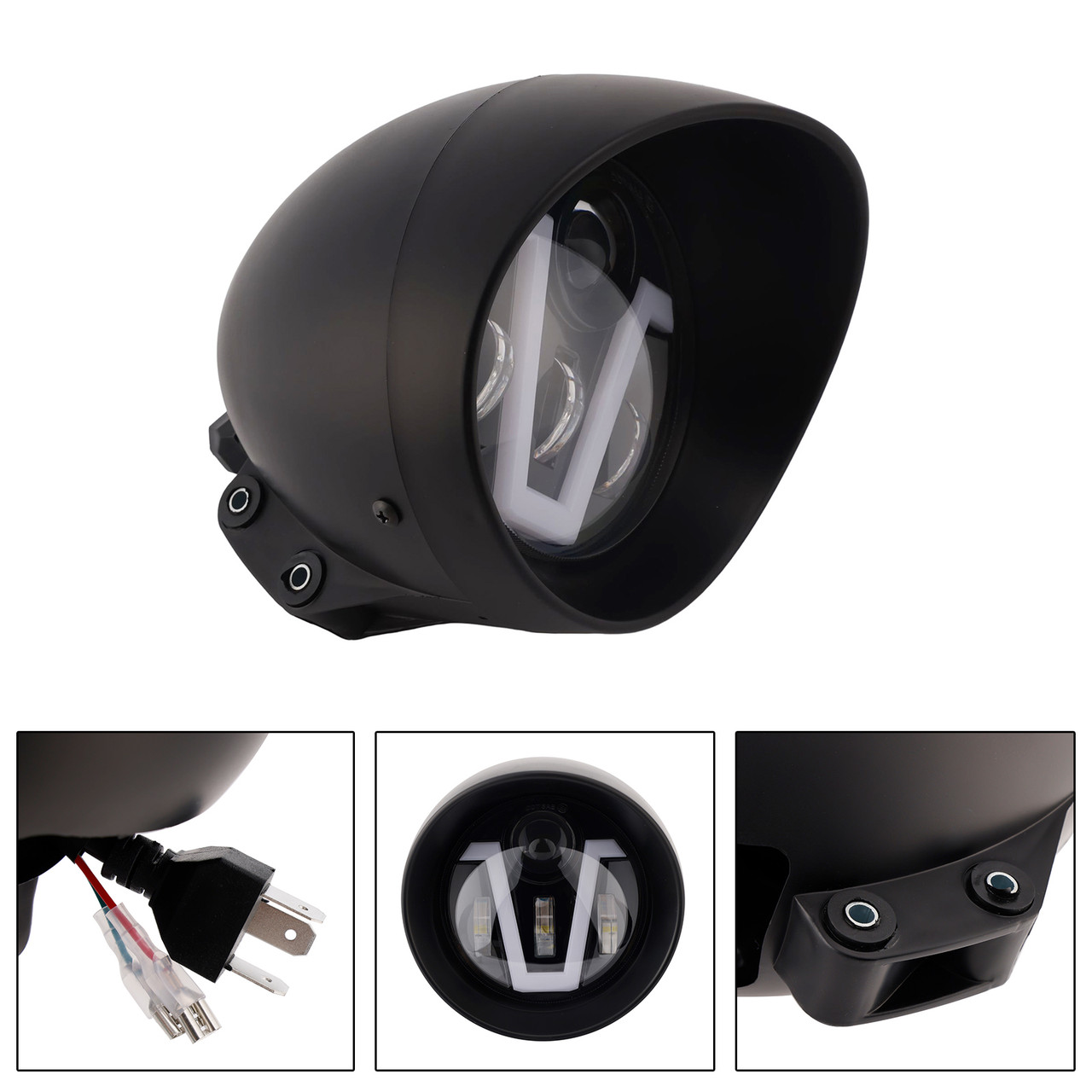 40W 5.75" Beam Headlight Fog Lamp Custom 4000Lm Black Fits For Racer Bobber
