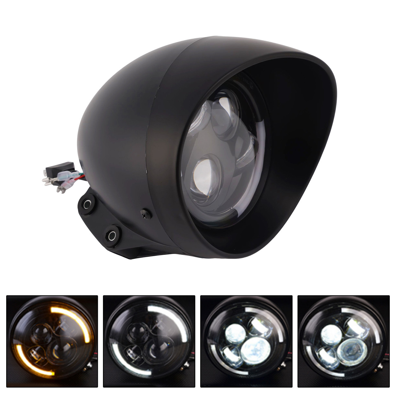 40W 5.75" Beam Headlight Fog Lamp Custom 4000Lm Black Fits For Racer Bobber