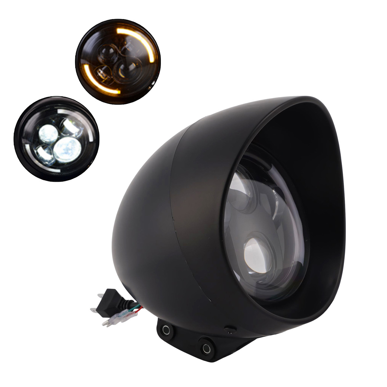 40W 5.75" Beam Headlight Fog Lamp Custom 4000Lm Black Fits For Racer Bobber