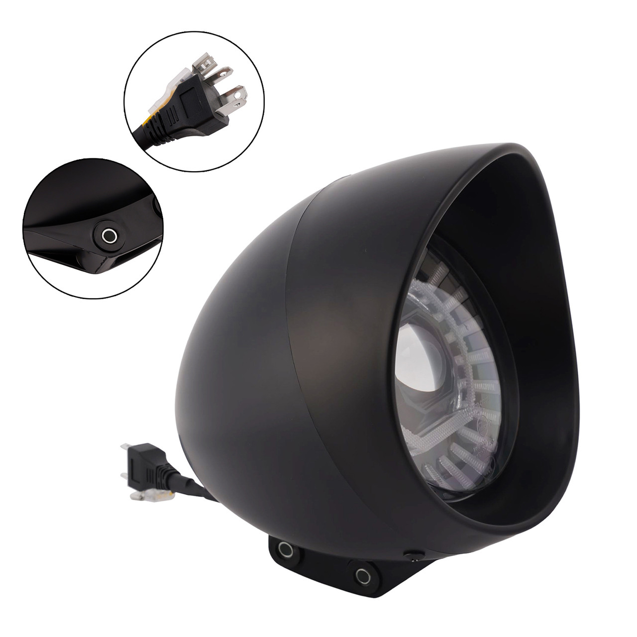 55W 5.75" Beam Headlight Fog Lamp Custom 4000Lm Black Fits For Racer Bobber