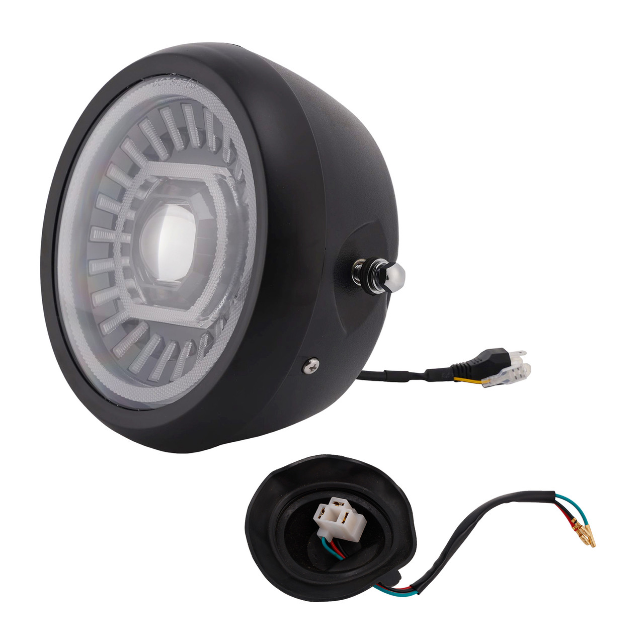 55W 7.5" Beam Headlight Fog Lamp Custom 4000Lm Black Fits For Racer Bobber