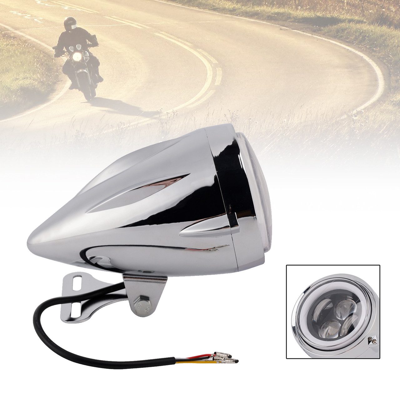 High&Low Beam Headlight Beam Fog Lamp Custom 6000Lm Fits For Racer Bobber