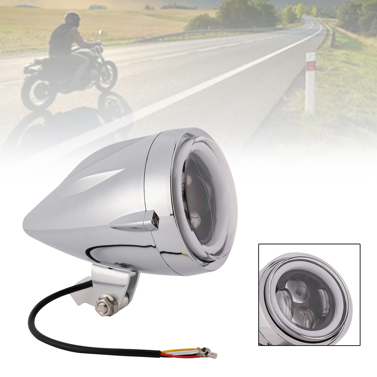 High&Low Beam Headlight Beam Fog Lamp Custom 6000Lm Fits For Racer Bobber