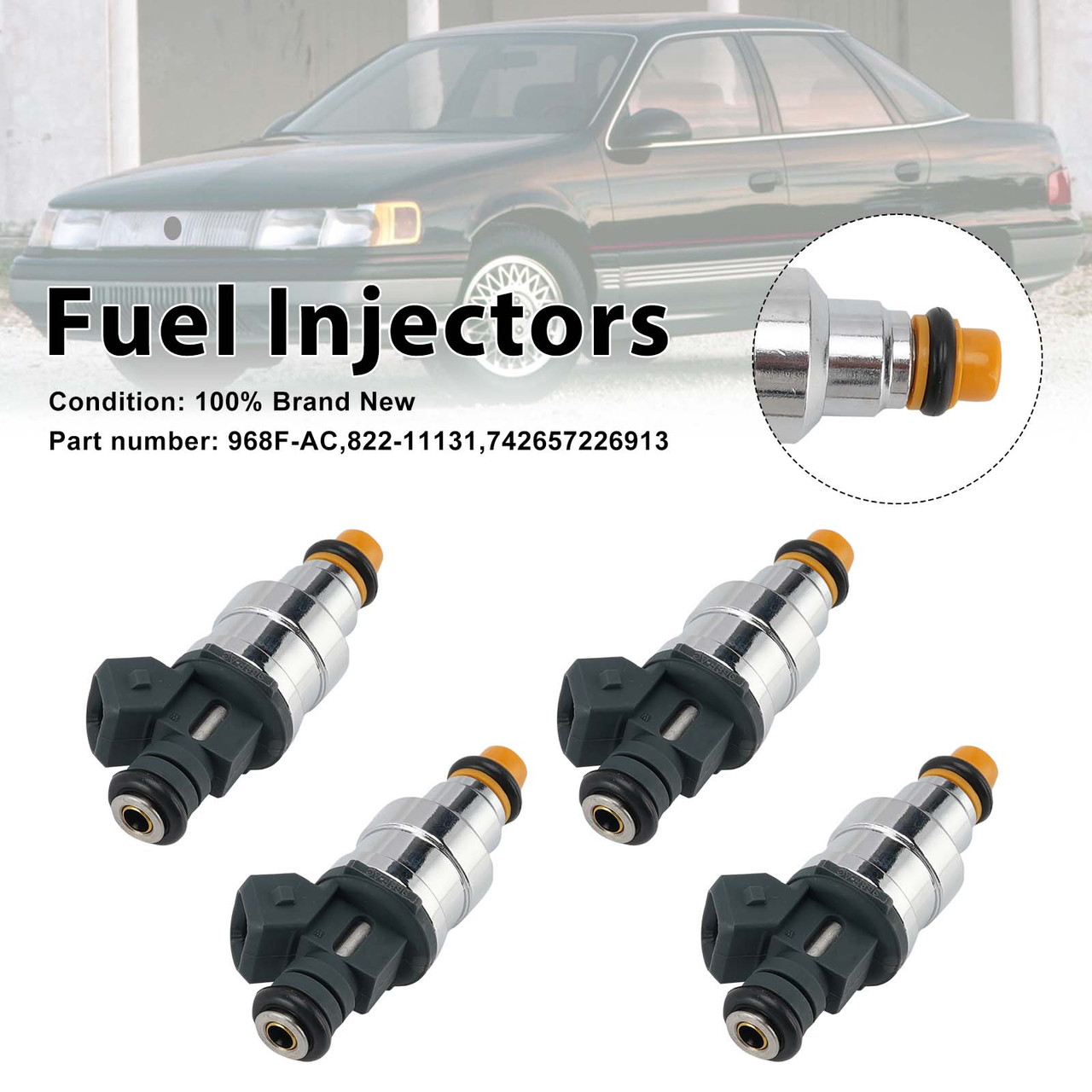 4PC 742657226913 Fuel Injectors 968F-AC 822-11131 For Mercury Ford 2.0