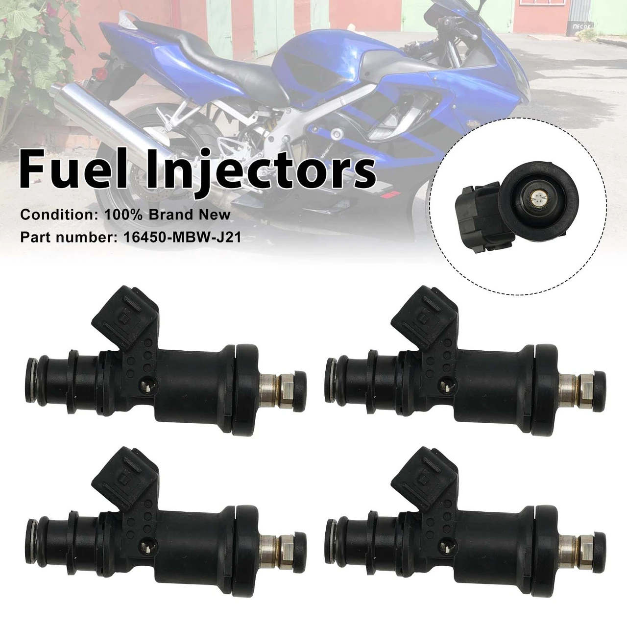 4PC Fuel Injectors 16450-MBW-J21 For Honda CBR600F4 2001-2006