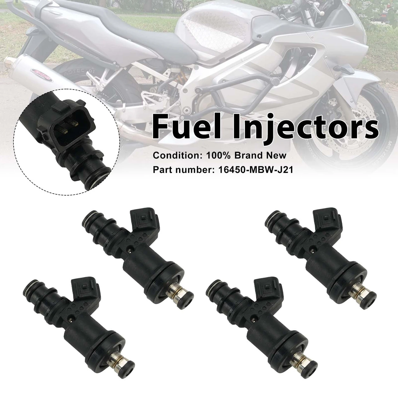 4PC Fuel Injectors 16450-MBW-J21 For Honda CBR600F4 2001-2006