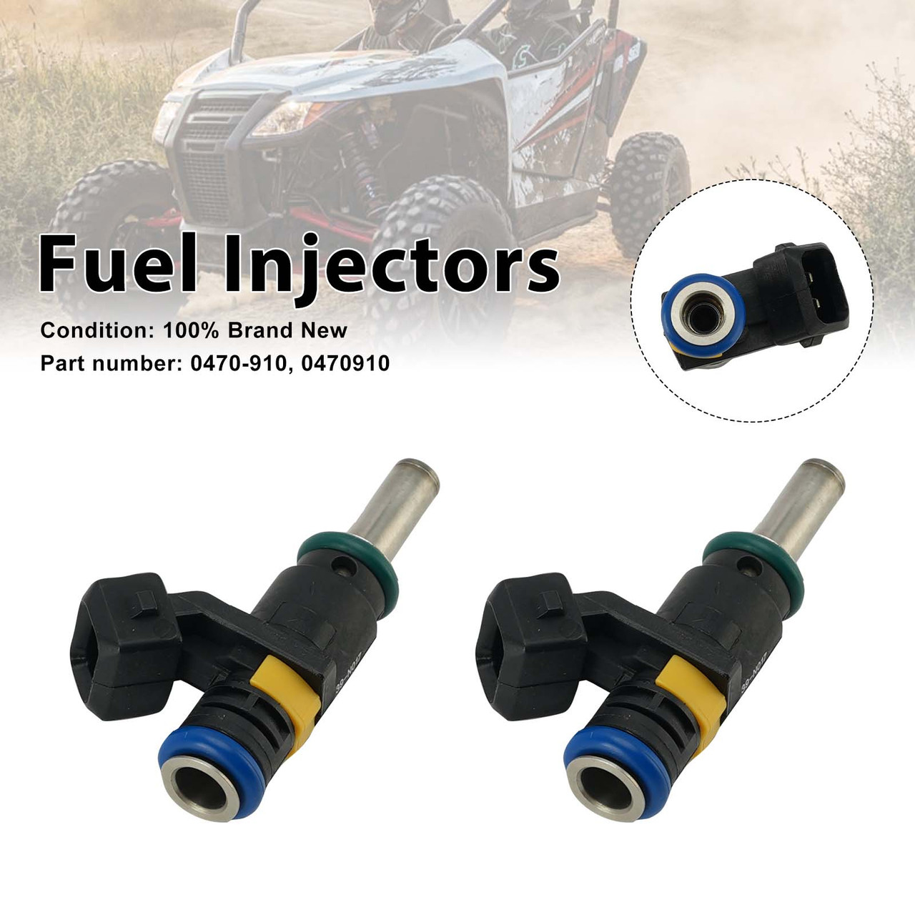 2PC Fuel Injectors 0470-910 For Arctic Cat WILDCAT 1000 2012-2016
