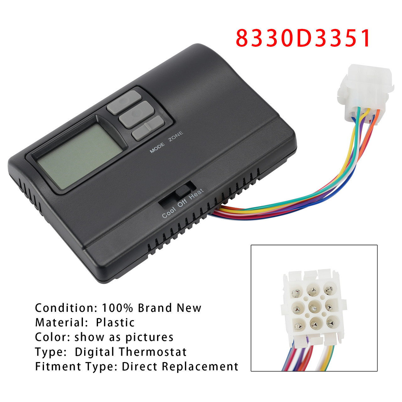 8330D3351 Digital Thermostat Rv Thermostat Heat/Cool Wall-Mount BLK For Coleman