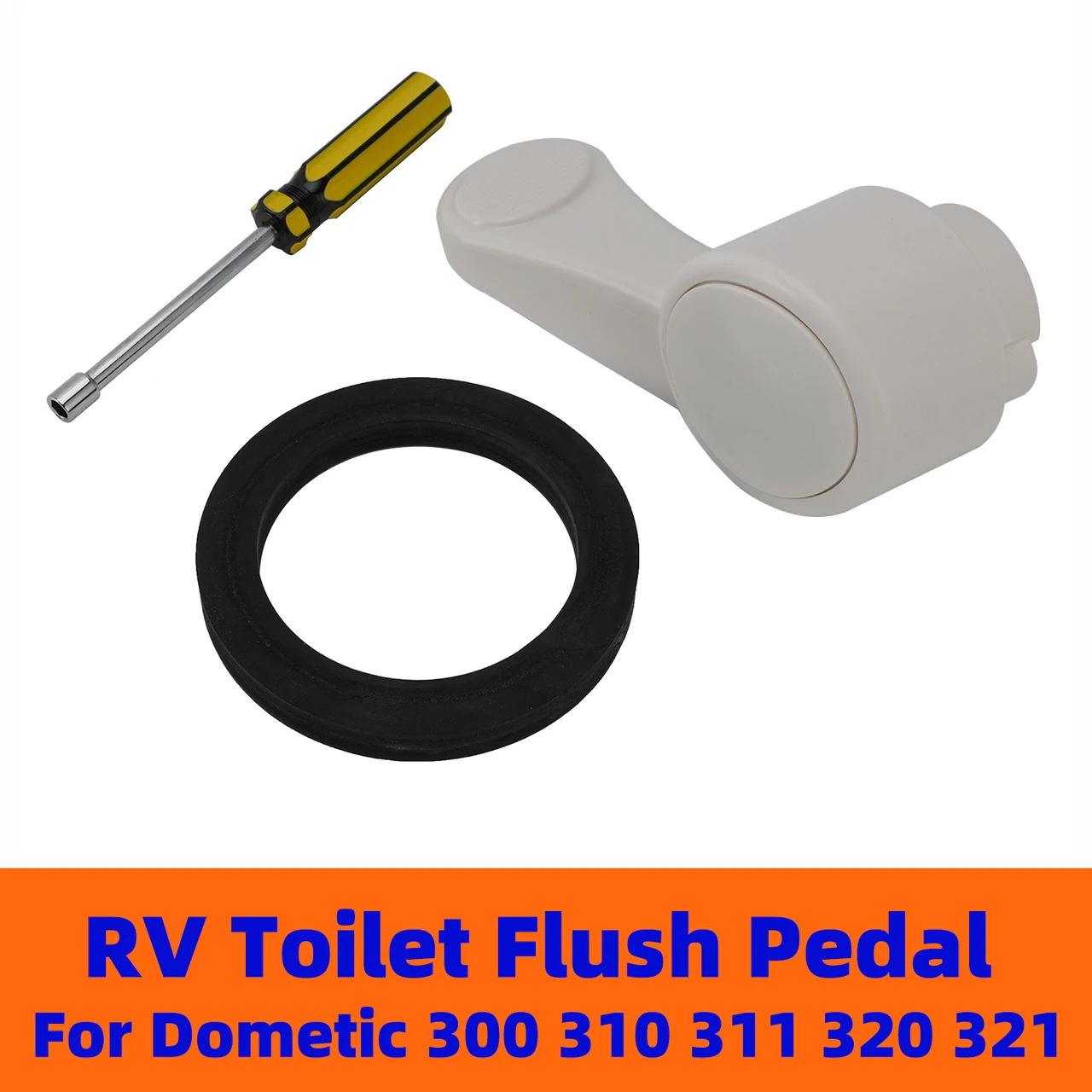 RV Toilet Flush Pedal for Dometic 300 310 311 320 321 with Seal Gasket Kit