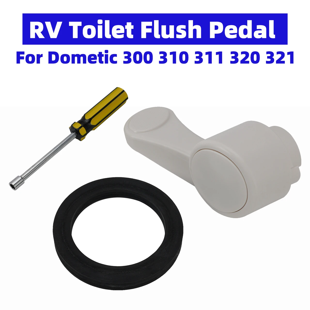 RV Toilet Flush Pedal for Dometic 300 310 311 320 321 with Seal Gasket Kit
