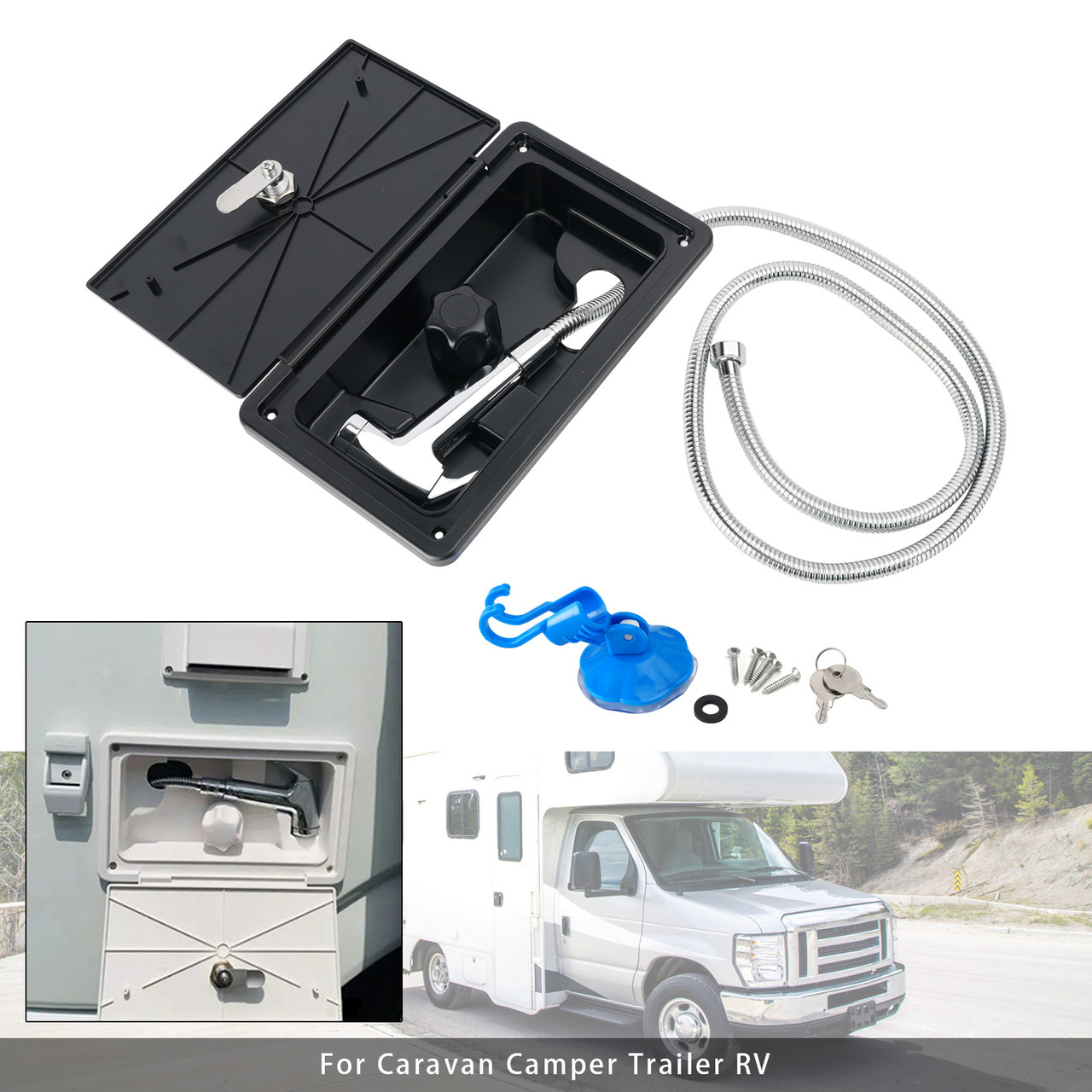 RV Exterior Lockable Outdoor Shower Box Hot Cold Water For Caravan Camper