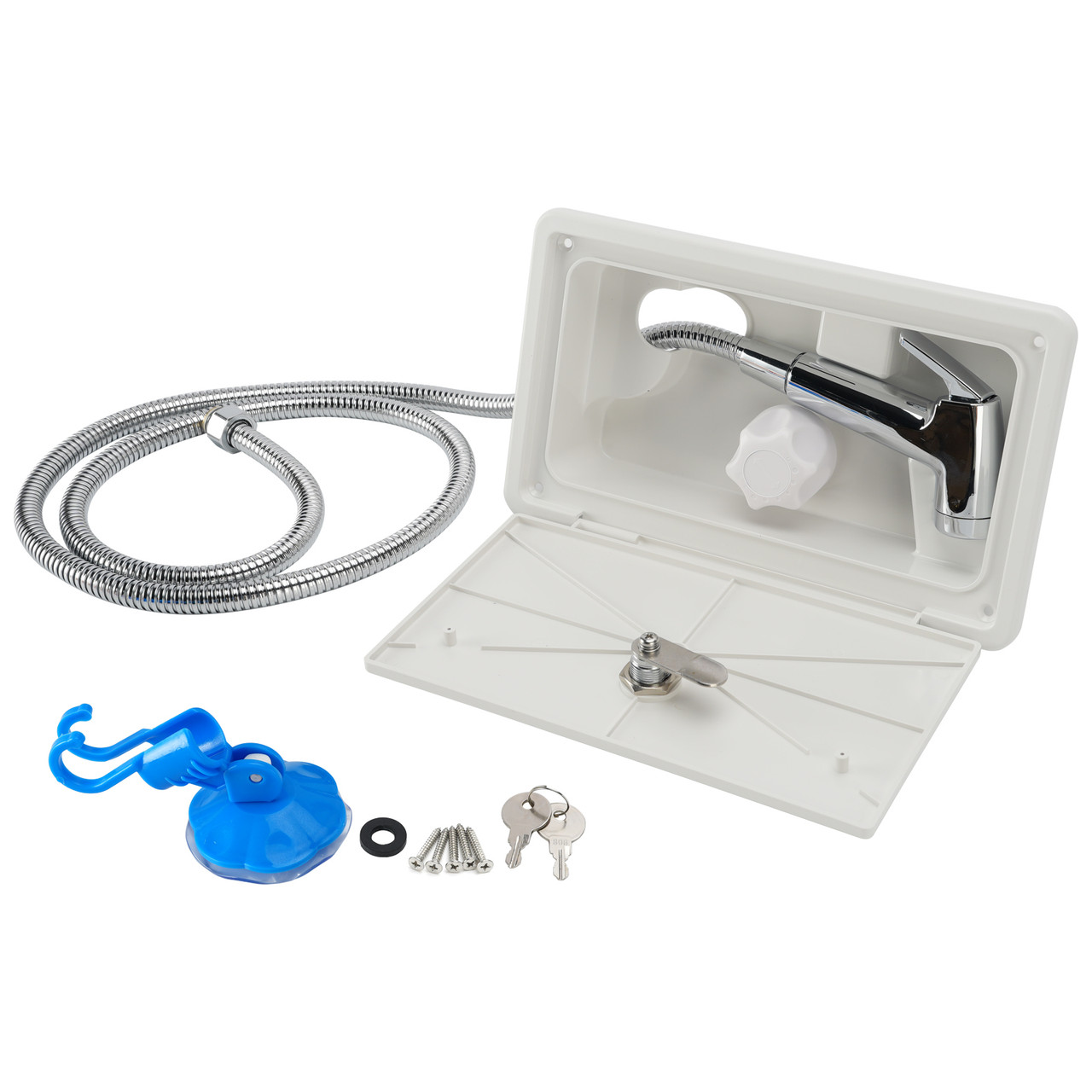 RV Exterior Lockable Outdoor Shower Box Hot Cold Water For Caravan Camper