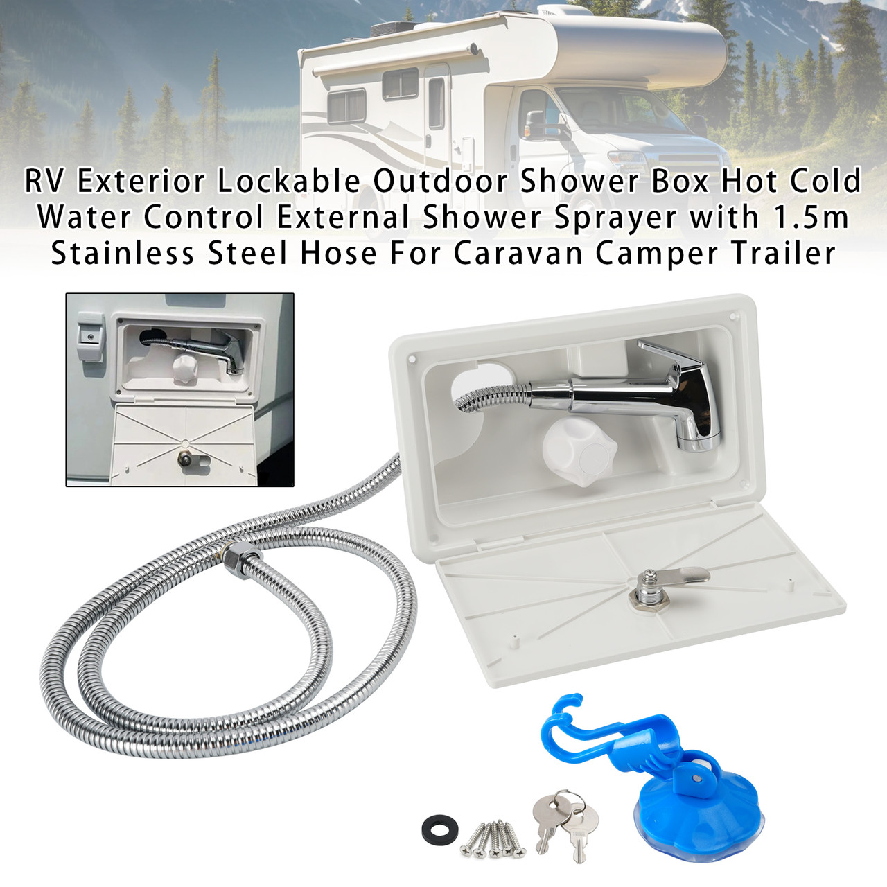 RV Exterior Lockable Outdoor Shower Box Hot Cold Water For Caravan Camper