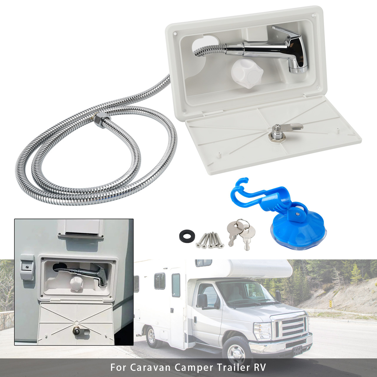 RV Exterior Lockable Outdoor Shower Box Hot Cold Water For Caravan Camper