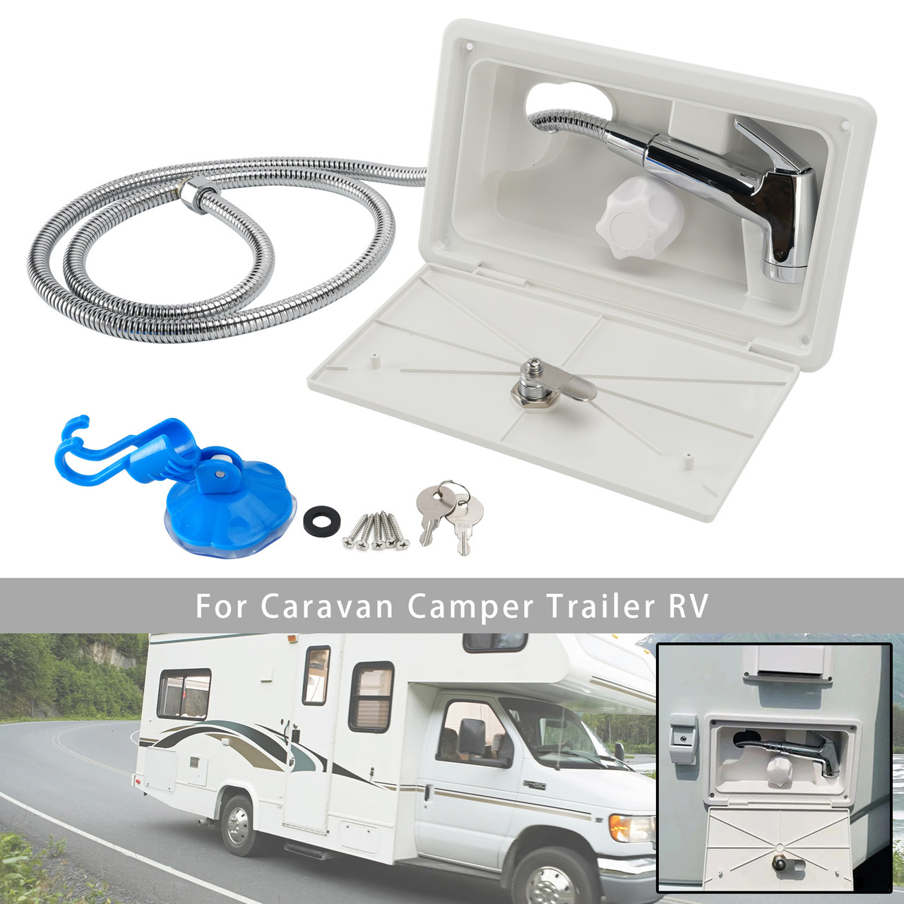 RV Exterior Lockable Outdoor Shower Box Hot Cold Water For Caravan Camper