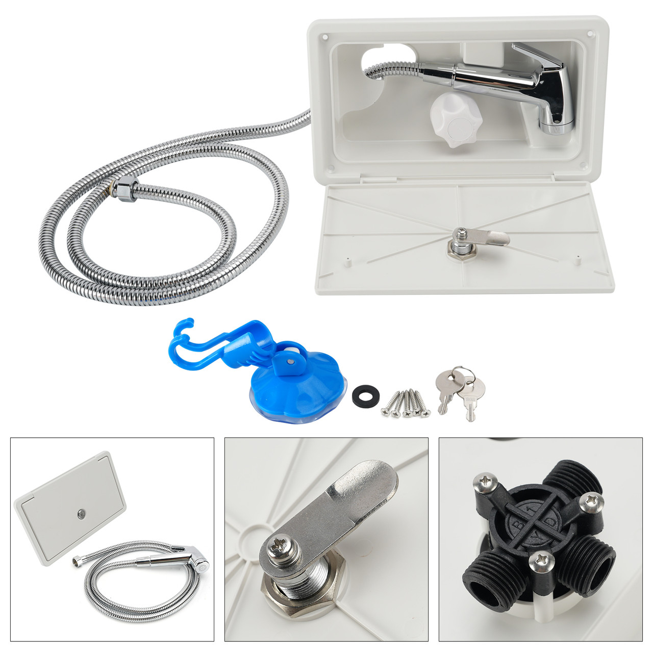 RV Exterior Lockable Outdoor Shower Box Hot Cold Water For Caravan Camper