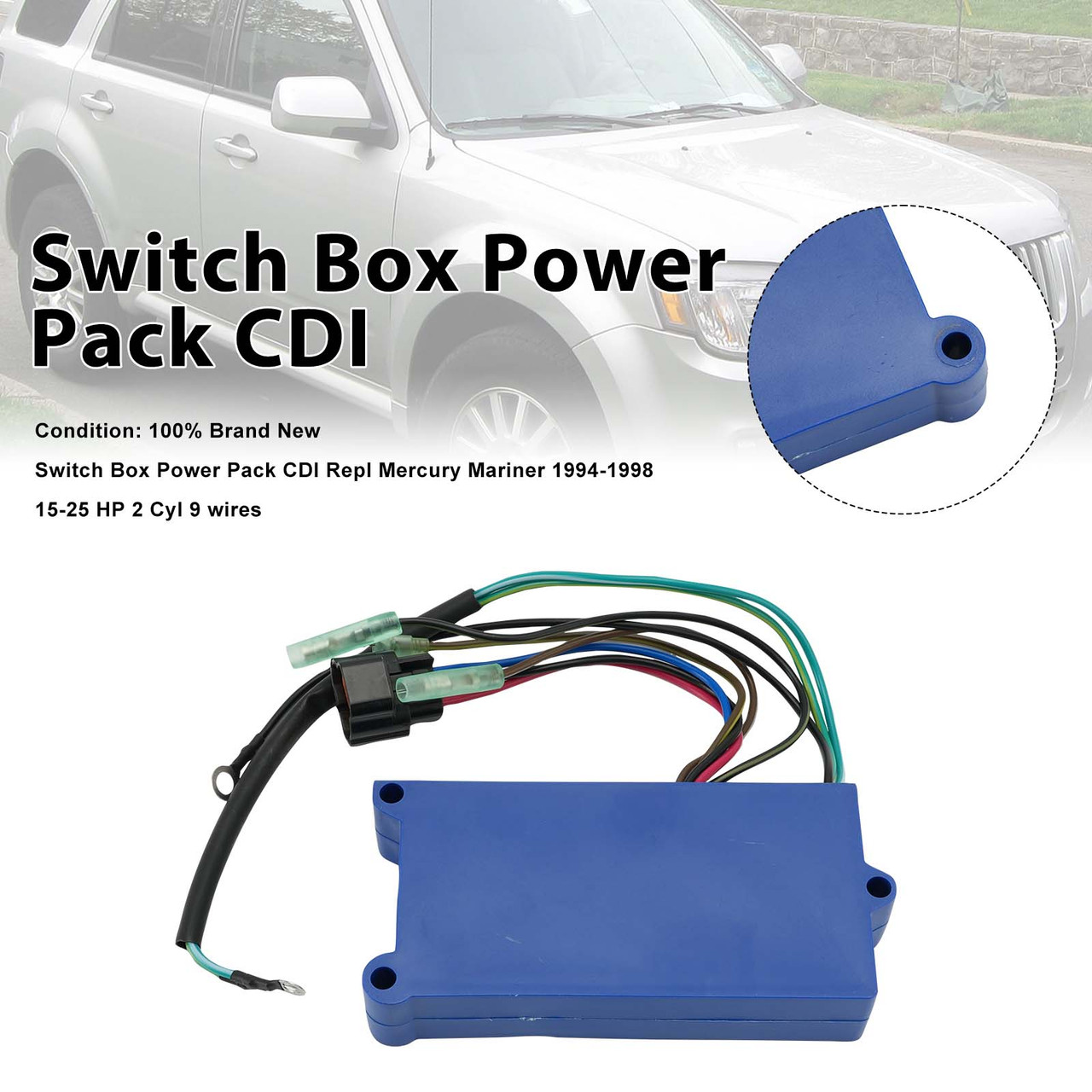 Switch Box Power Pack CDI For Mercury Mariner 15-25 HP 2 Cyl 9 wires 18495A9