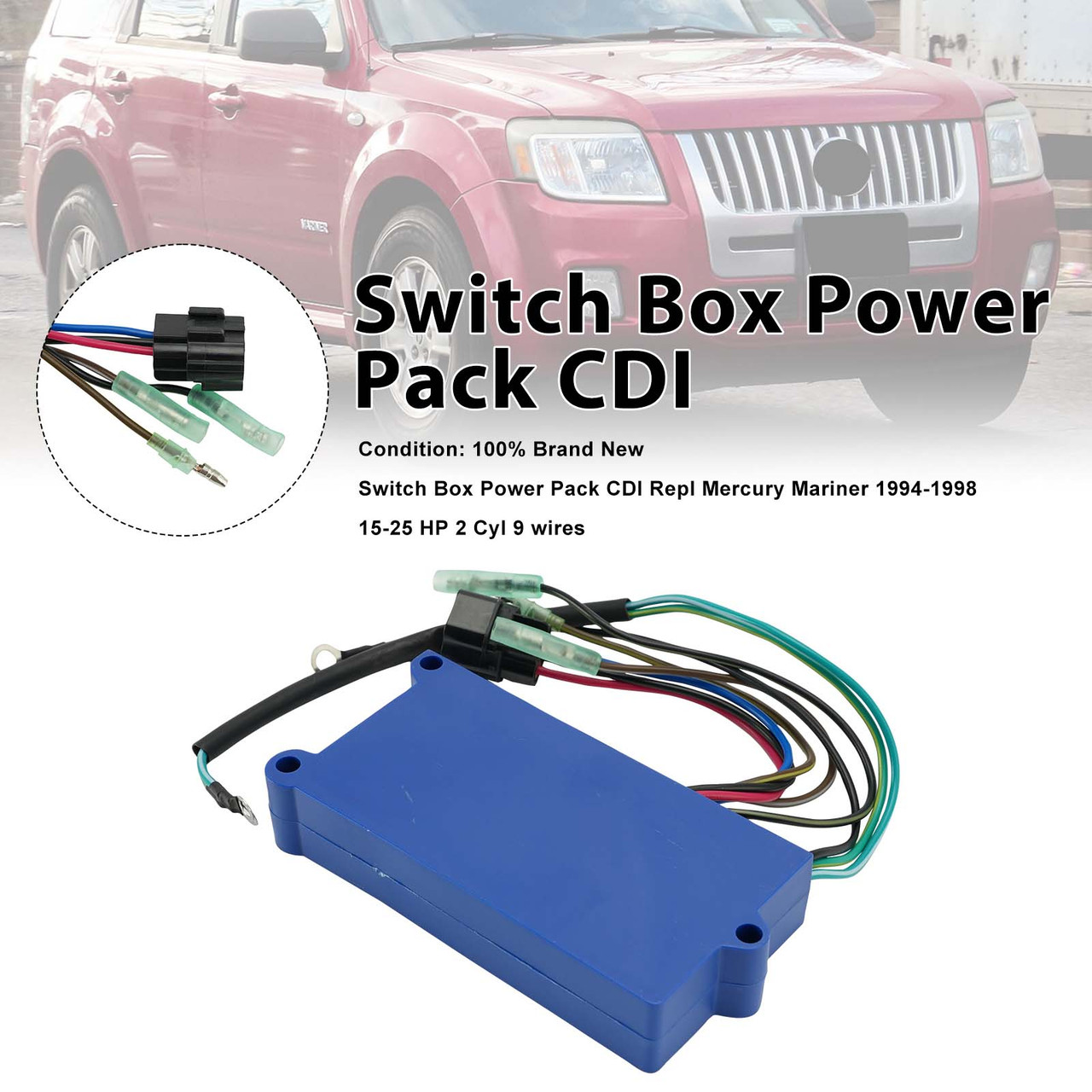 Switch Box Power Pack CDI For Mercury Mariner 15-25 HP 2 Cyl 9 wires 18495A9