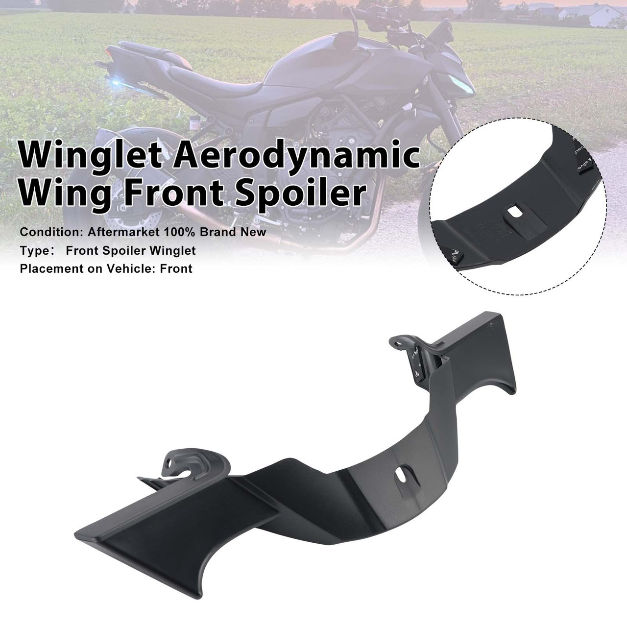 Winglet Aerodynamic Wing Front Spoiler For Yamaha MT-07 2025-2026 Black