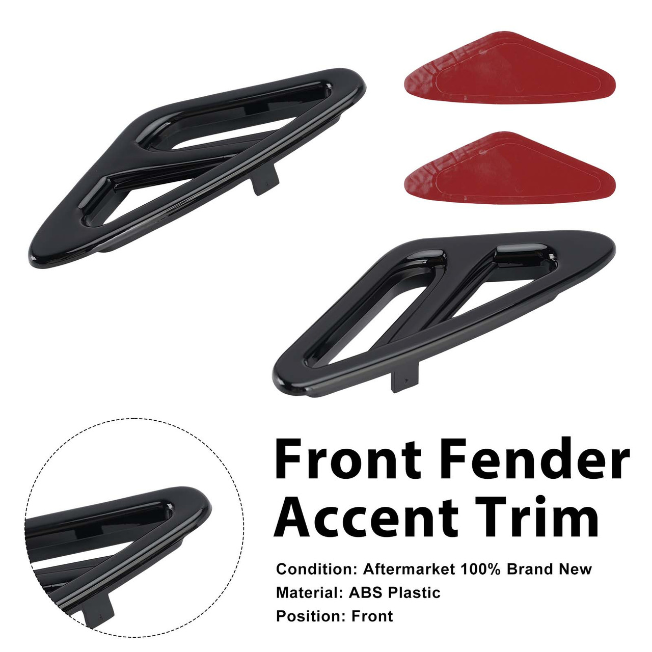 Front Fender Accent Trim For Honda GL1800 Goldwing 1800 2001-2017 Black