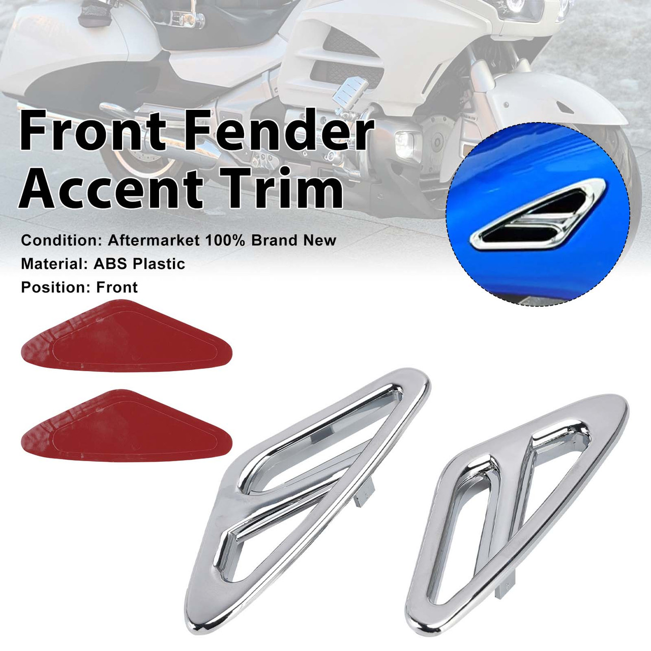 Front Fender Accent Trim For Honda GL1800 Goldwing 1800 2001-2017 Chrome