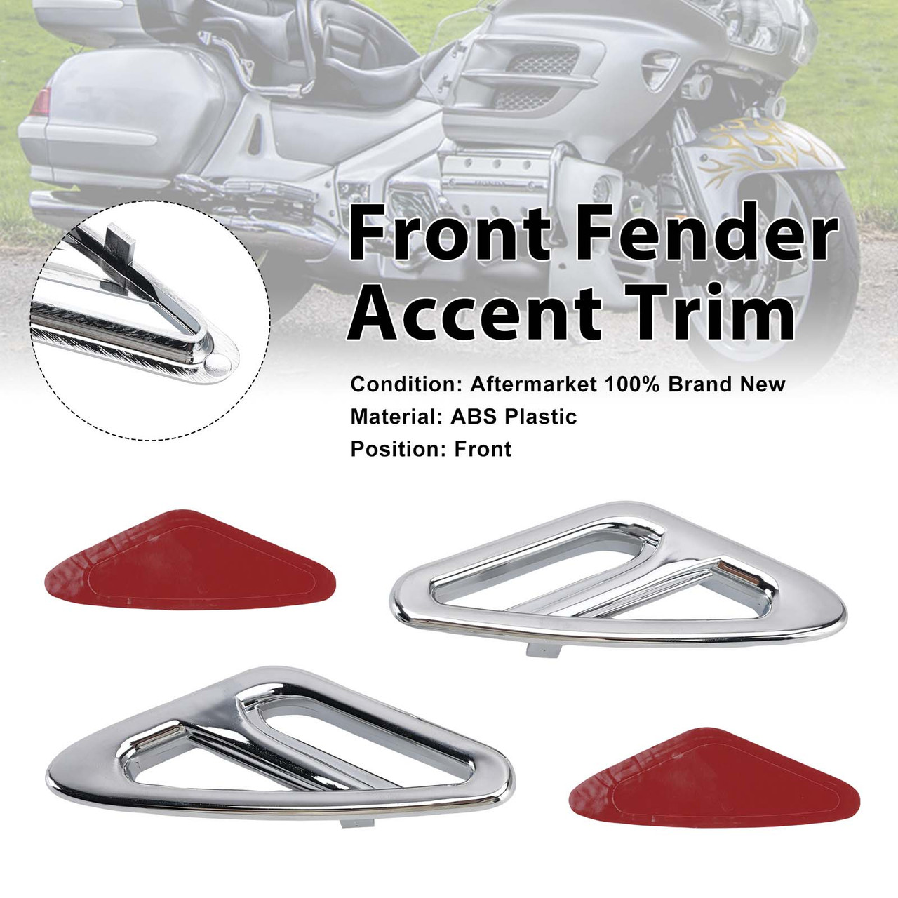 Front Fender Accent Trim For Honda GL1800 Goldwing 1800 2001-2017 Chrome