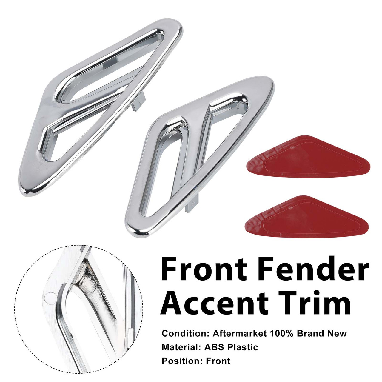 Front Fender Accent Trim For Honda GL1800 Goldwing 1800 2001-2017 Chrome