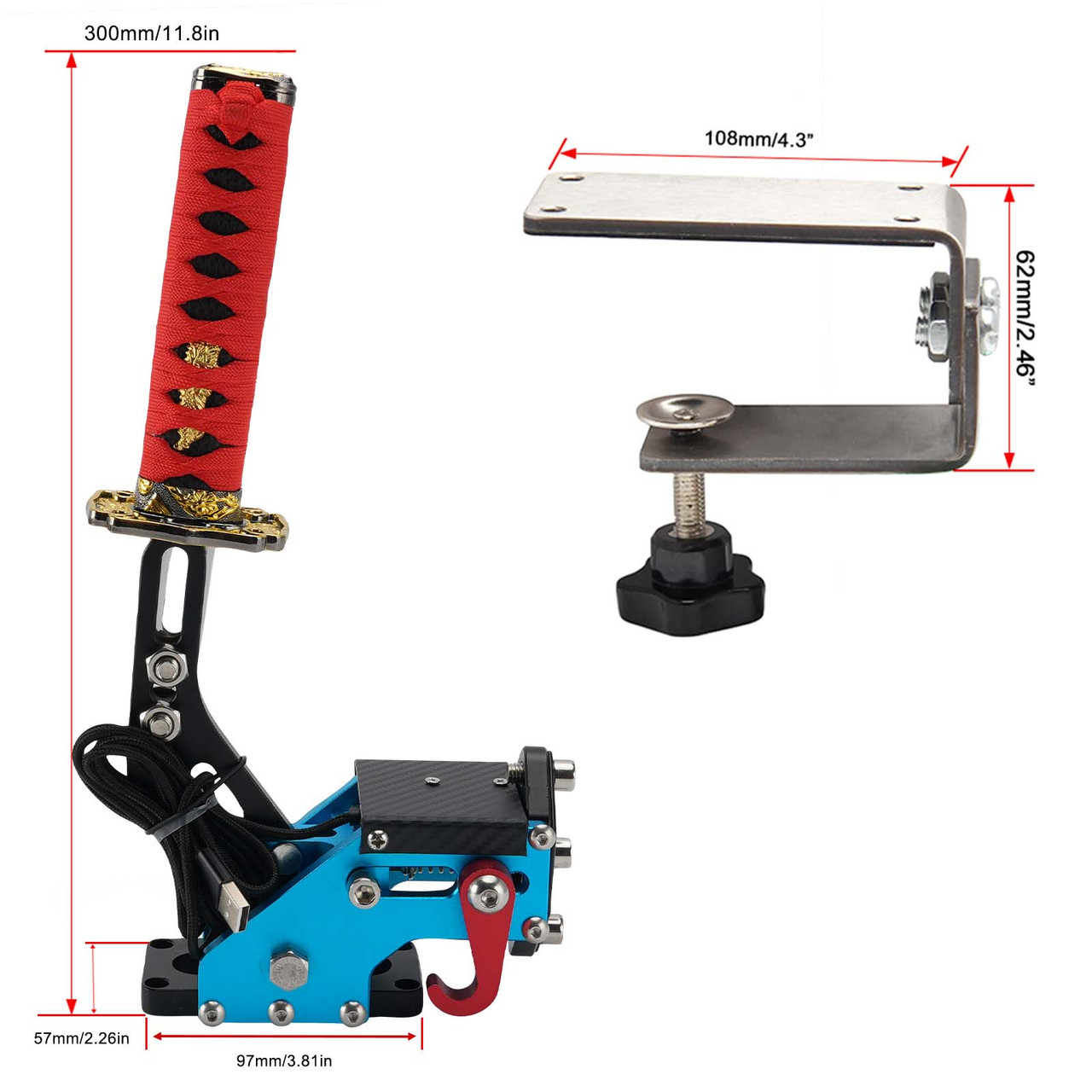 14Bit PC USB3.0 SIM Handbrake Sword Hilt for Racing Games Steering Wheel Stand