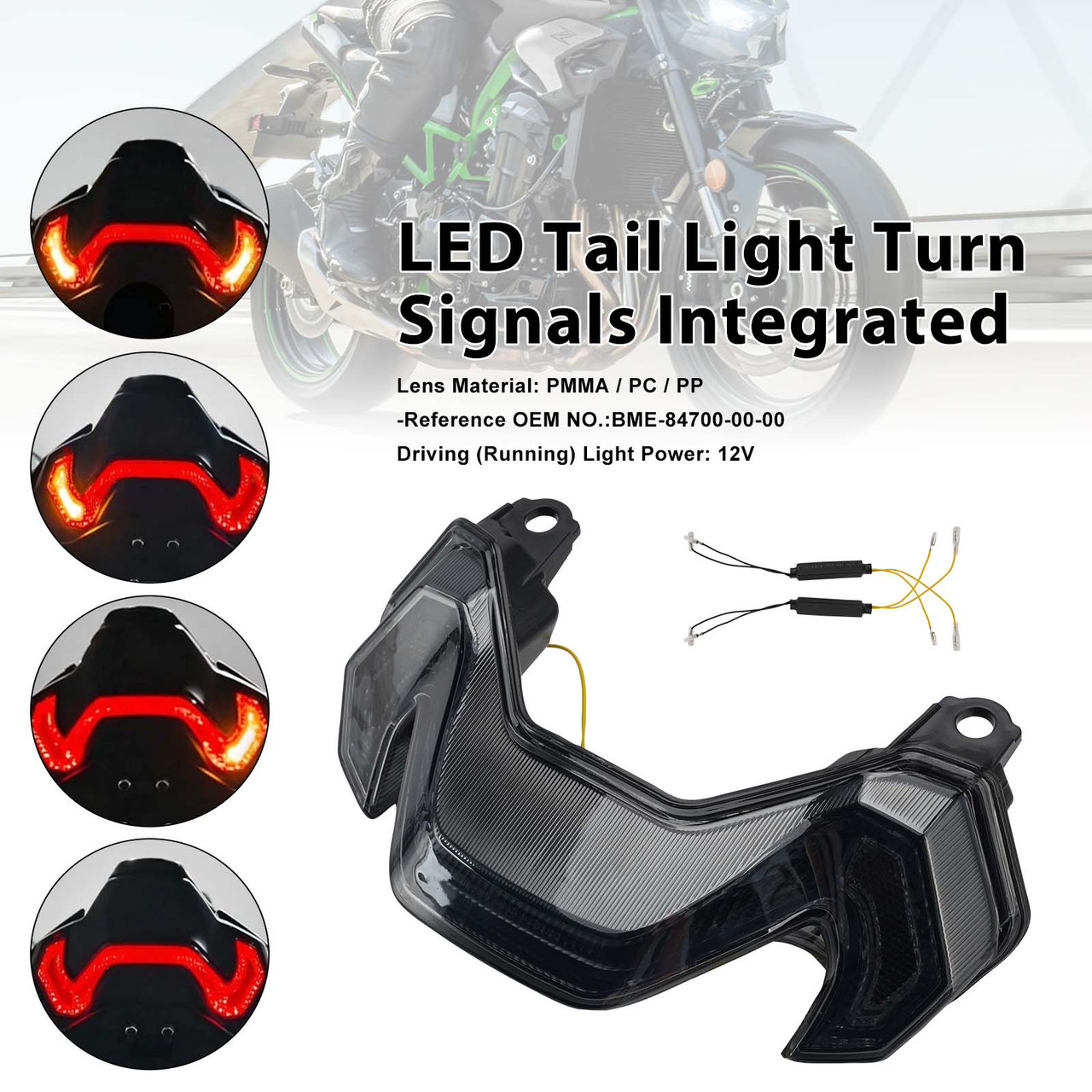 LED Tail Light Turn Signals Integrated For KAWASAKI Z900 Z900SE 2025-2026 Smoke