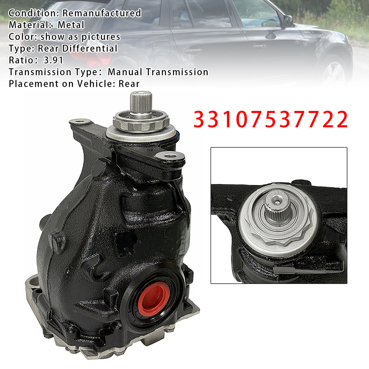 Rear Differential 33107537722 Ratio 3.91 For BMW X3 E83 2.5L Manual Transmission
