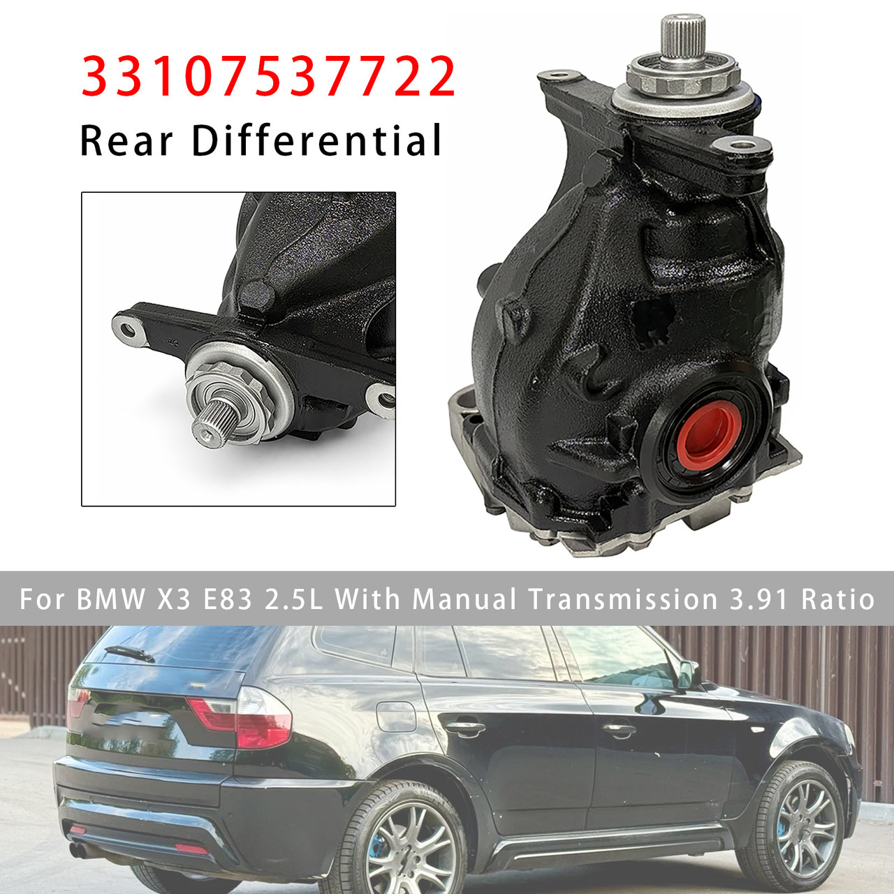 Rear Differential 33107537722 Ratio 3.91 For BMW X3 E83 2.5L Manual Transmission