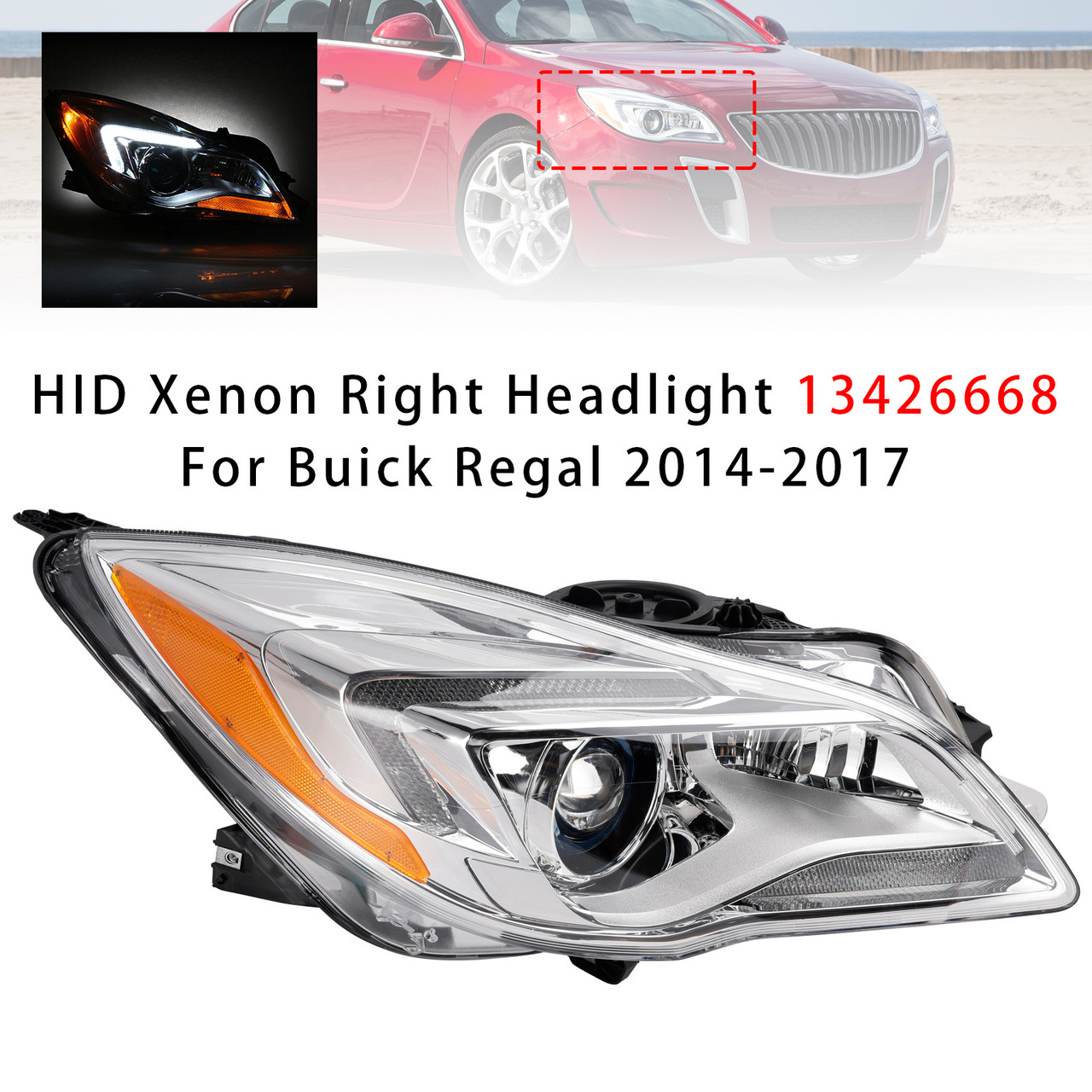 HID Xenon Right Headlight 13426668 For Buick Regal 2014-2017