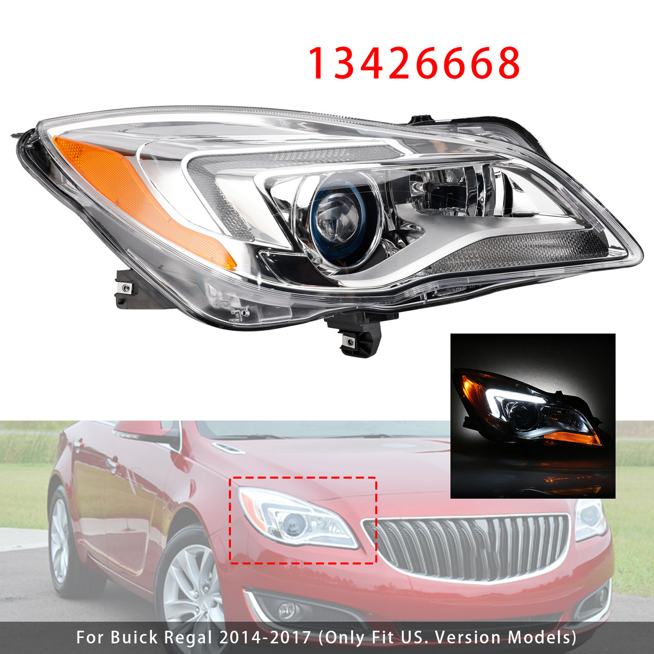 HID Xenon Right Headlight 13426668 For Buick Regal 2014-2017