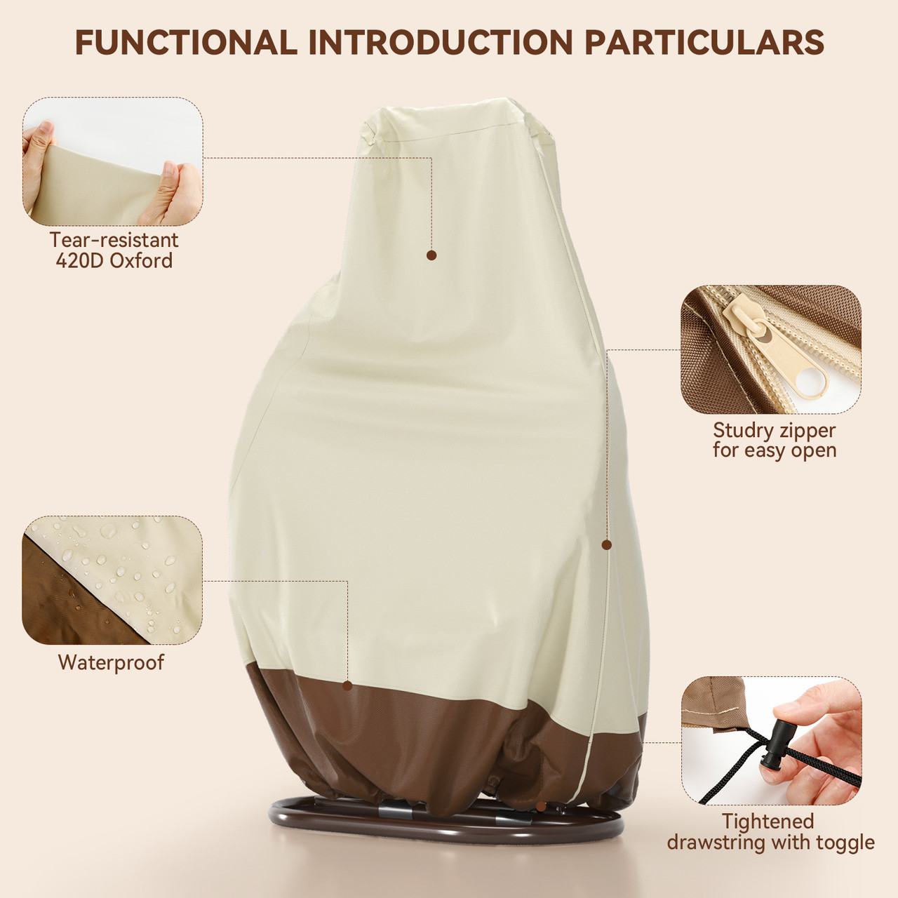 Patio Egg Chair Cover Hanging Outdoor Double Wicker Egg Swing Covers Waterproof