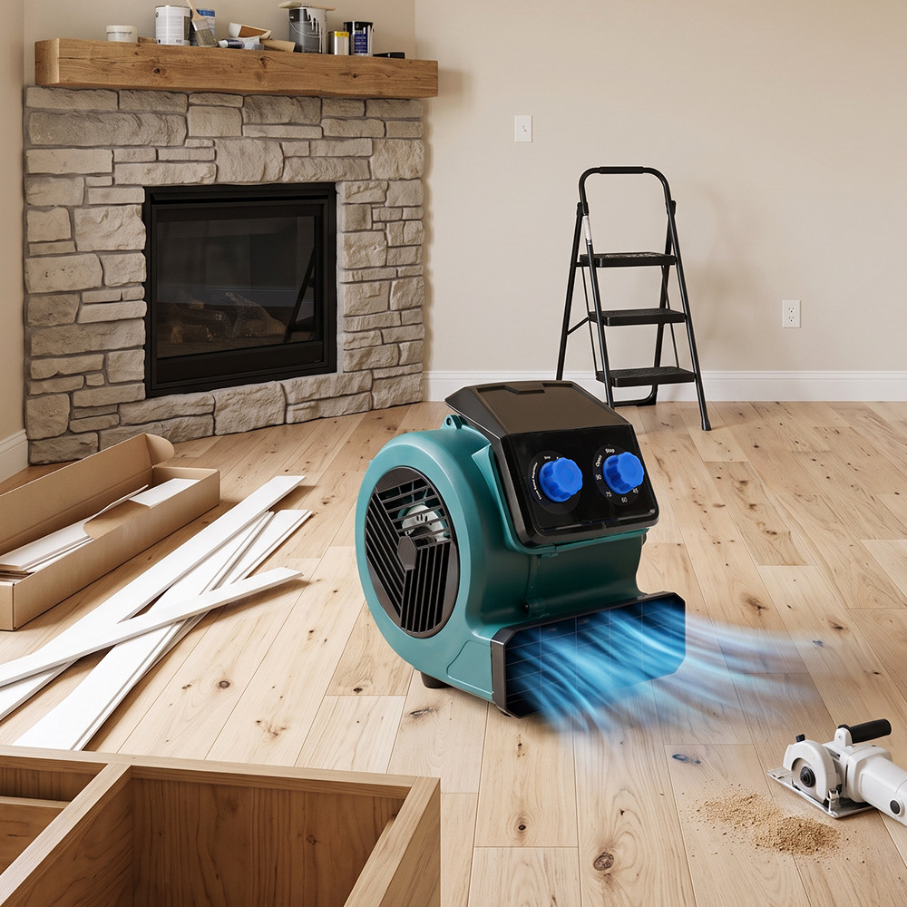 1/2 HP 1500CFM Compact Air Mover Floor Dryer with Timer