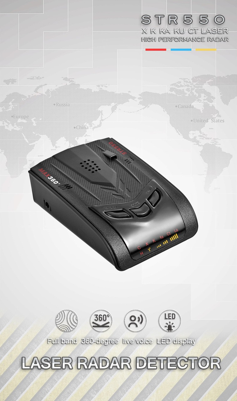 STR550 Lidar Speedometer Radar Detector Car Radar Speed Detector 360°Laser Dog