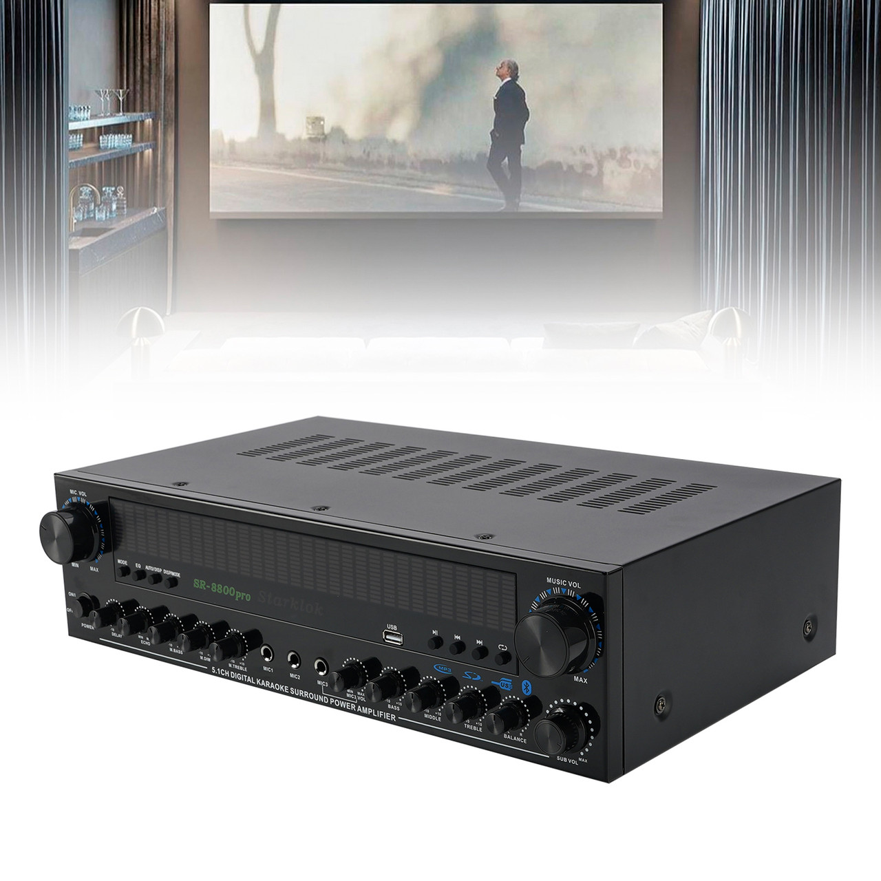 3600W Peak Stereo HiFi Power Bluetooth Amplifier High-Power 5.1 Subwoofer Home