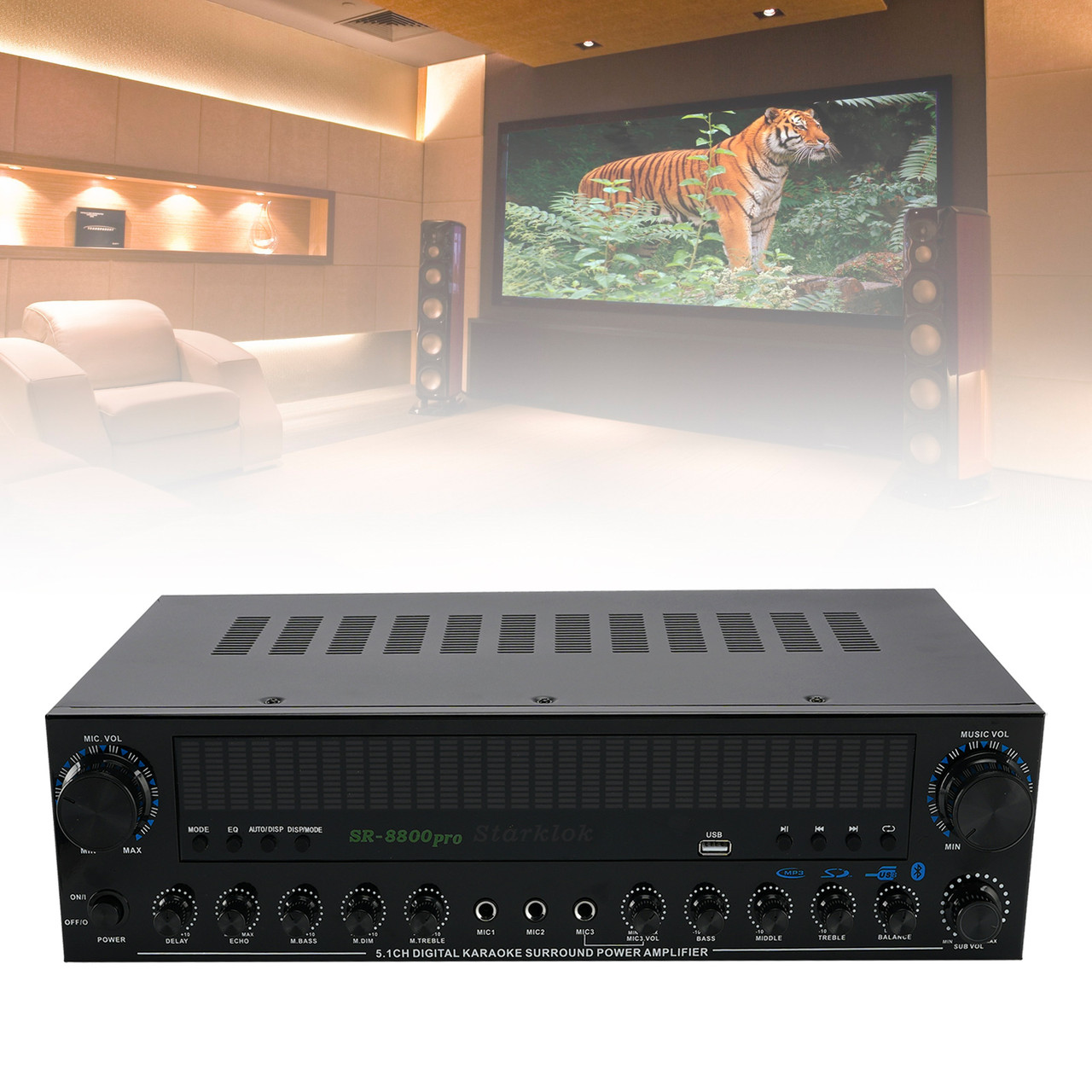 3600W Peak Stereo HiFi Power Bluetooth Amplifier High-Power 5.1 Subwoofer Home