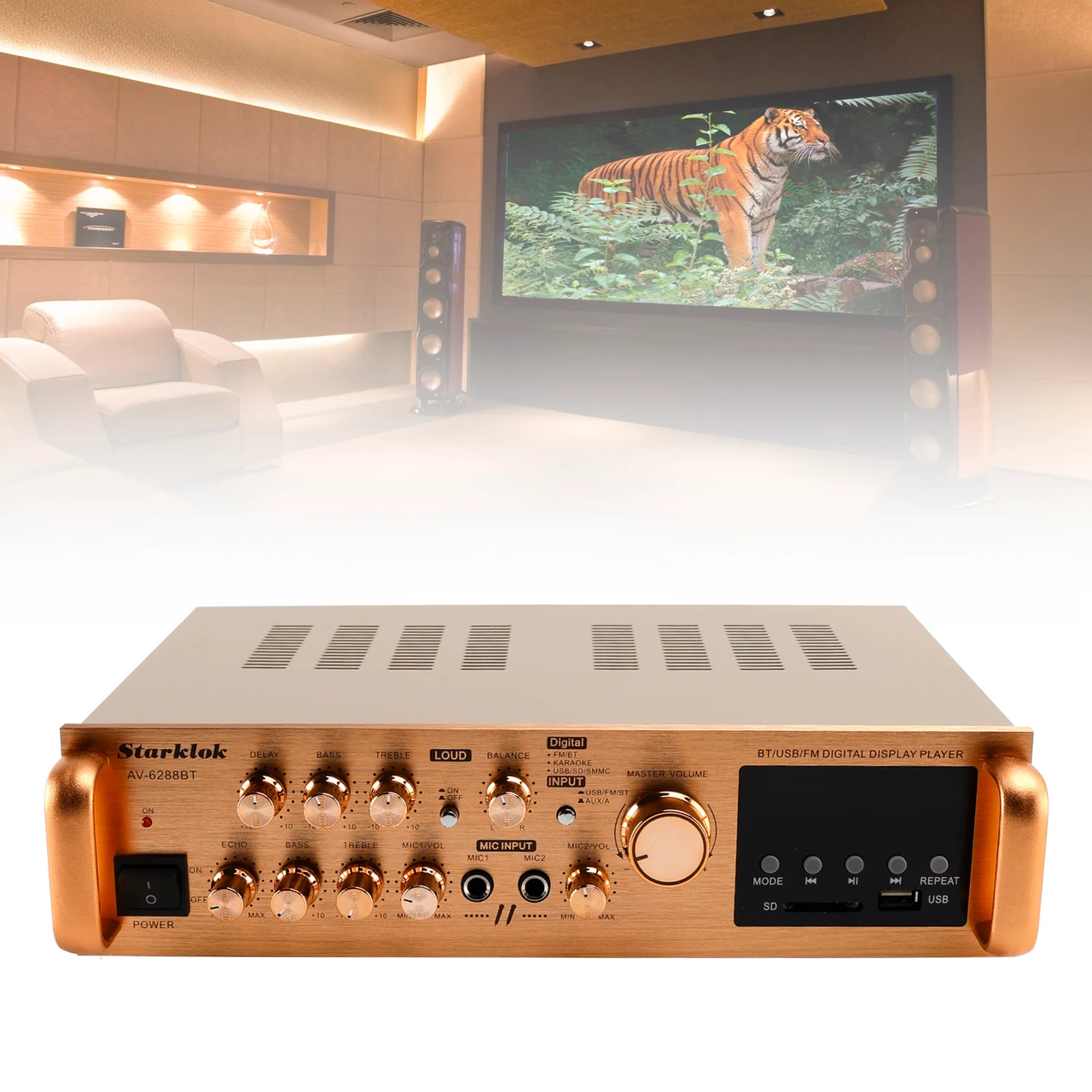 2500W 5CH Amplifiers Amplificador HiFi Stereo AV Surround SD FM Home Theater