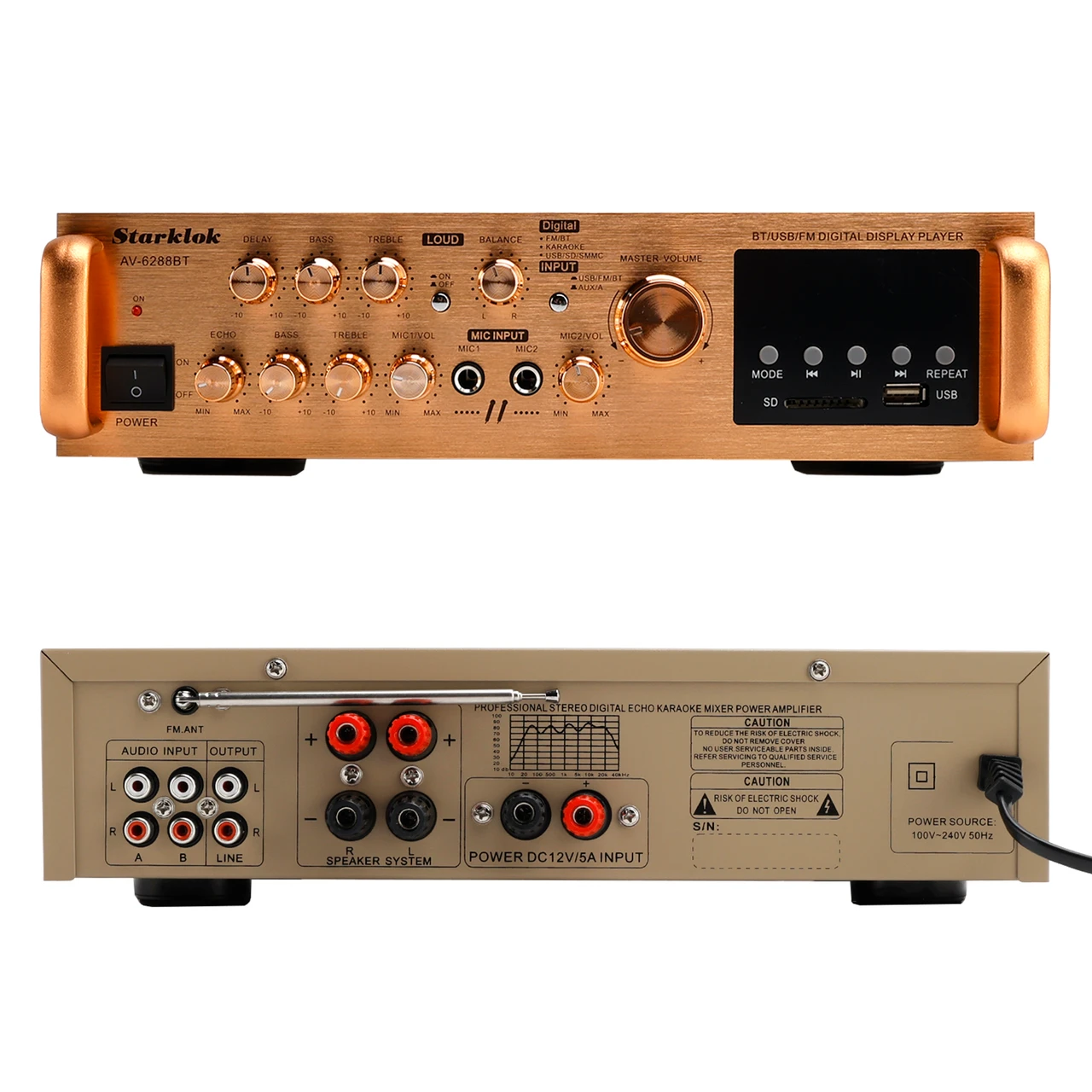 2500W 5CH Amplifiers Amplificador HiFi Stereo AV Surround SD FM Home Theater