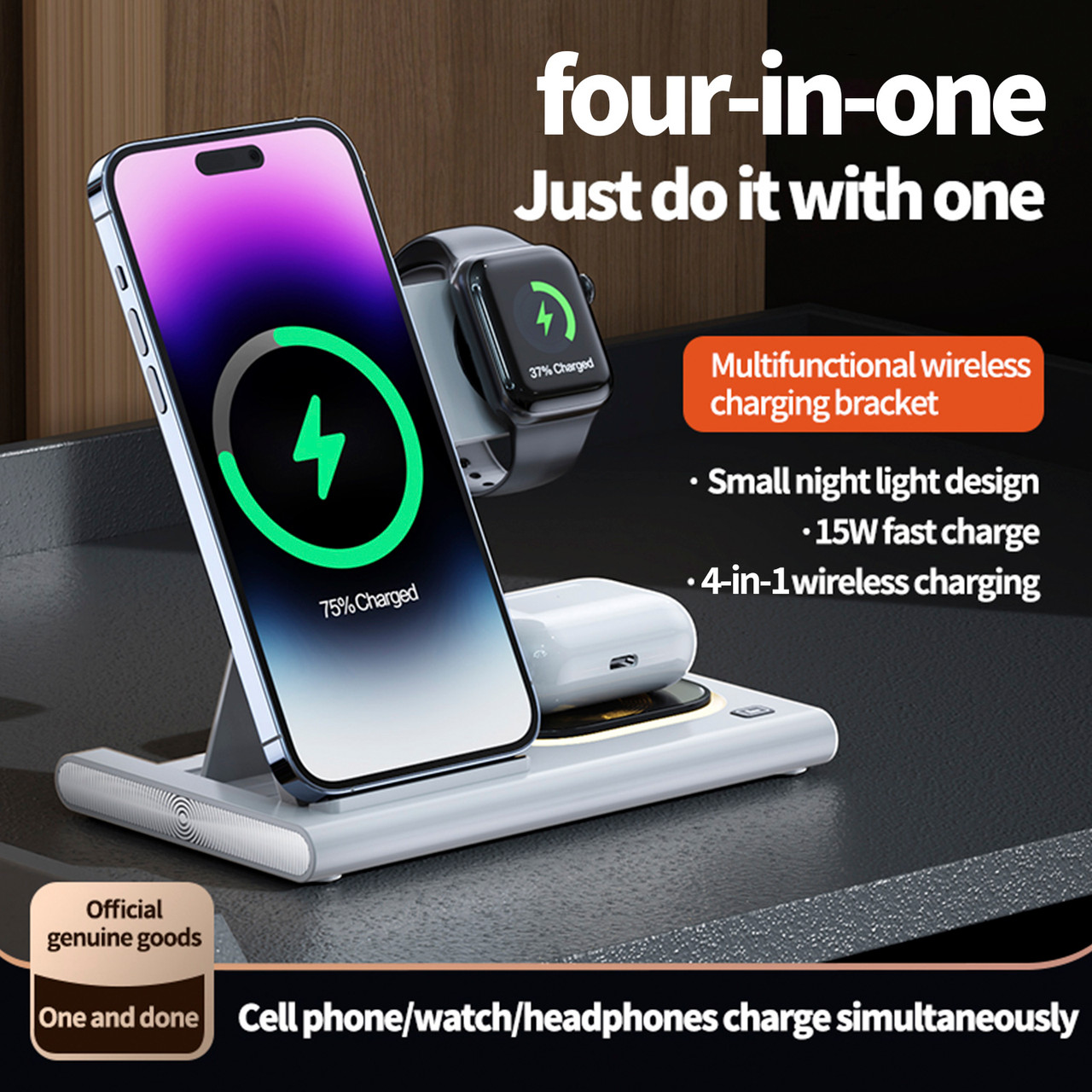 4 in 1 Charger Stand Multiple Devices Wireless Charger iPhone Charging Station