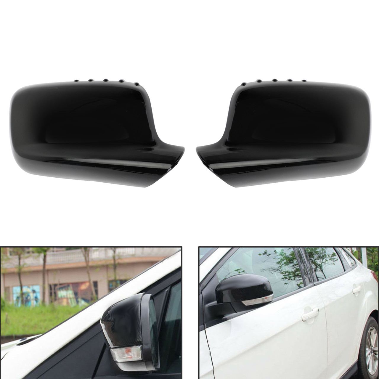 Pair Mirror Cover Cap Black For BMW E46 E65 E66 745i 750i 51167074236+51167074235