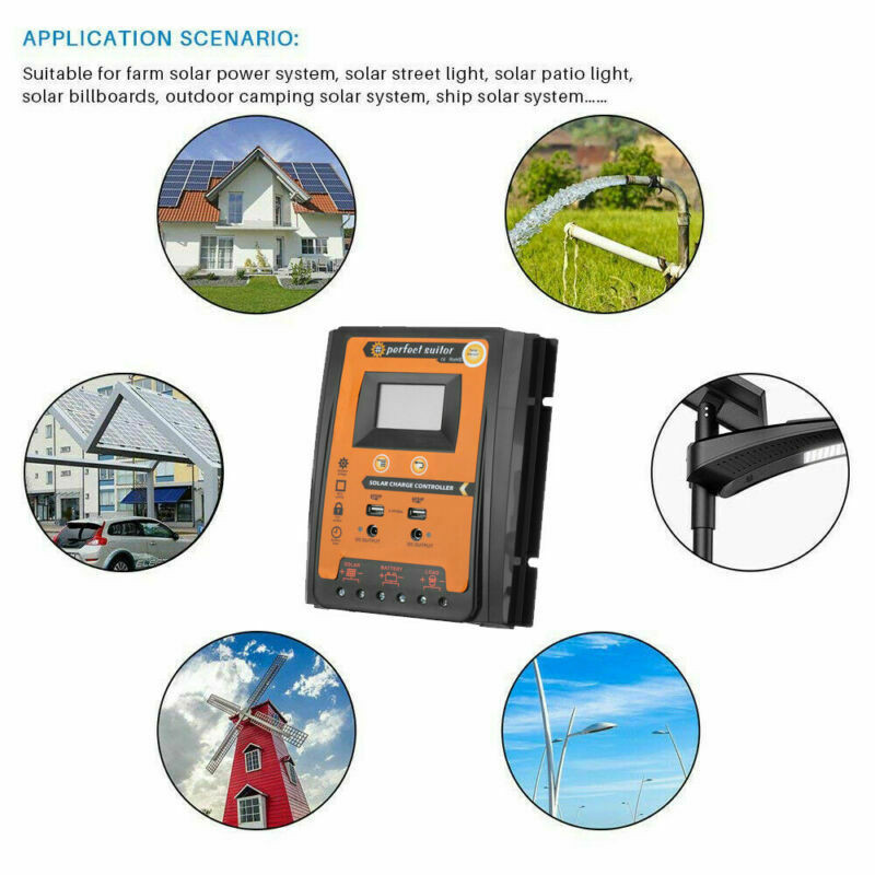 30A Regulator 12V-24V Solar Panel Charger Controller Dual USB