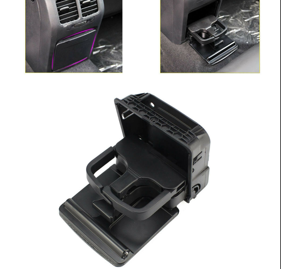 Rear Armrest Central Console Cup Holder For VW Jetta Gti MK5 Golf MK6 Black