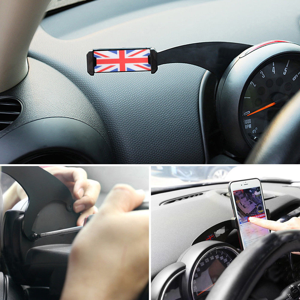 360°Rotation Car Phone Mount Cradle Holder Stand For Mini Cooper R60 R61 Gray