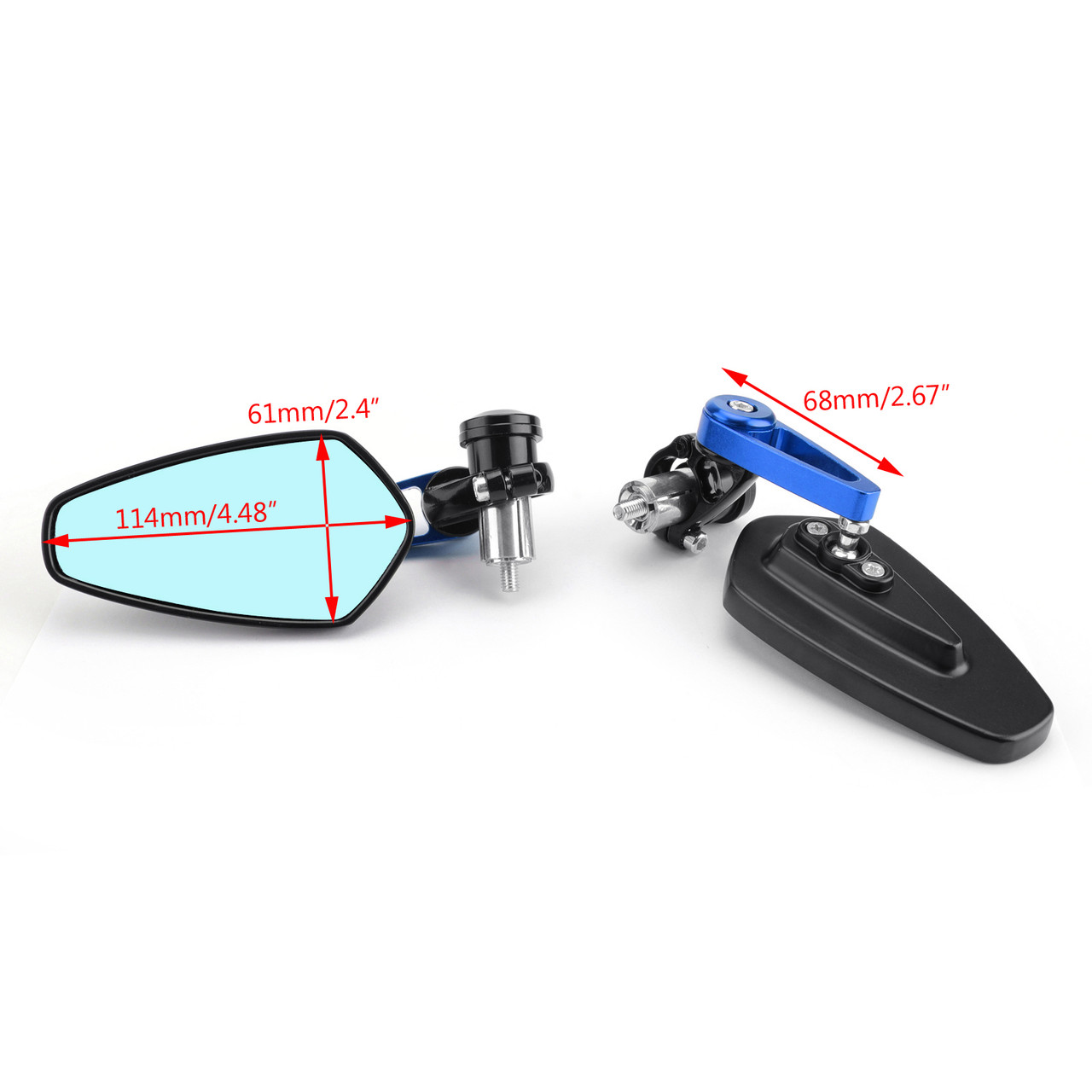 1 Pair Motorcycle 7/8" 22mm Blue Rear View Handle Bar End Side Rearview Mirrors
