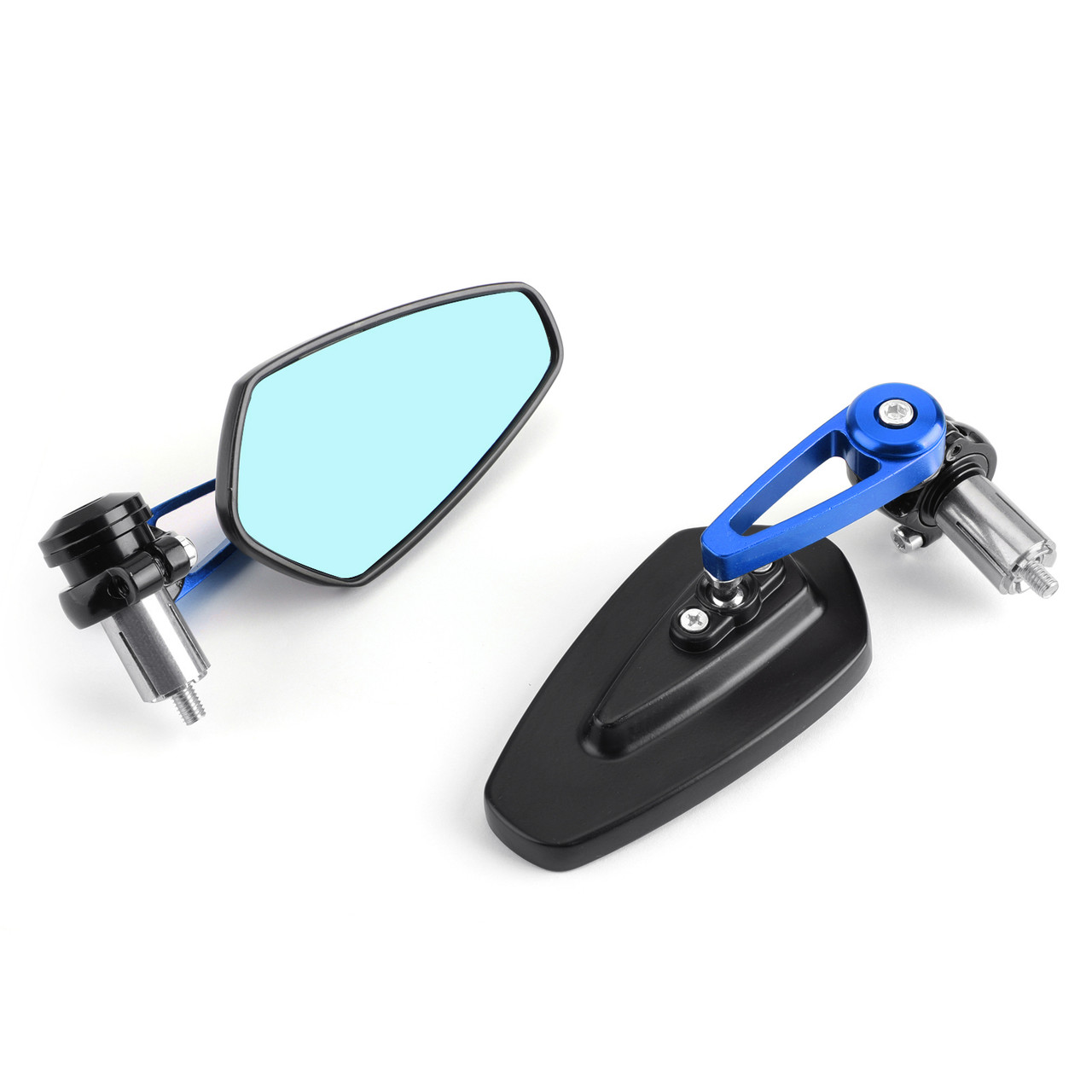 1 Pair Motorcycle 7/8" 22mm Blue Rear View Handle Bar End Side Rearview Mirrors