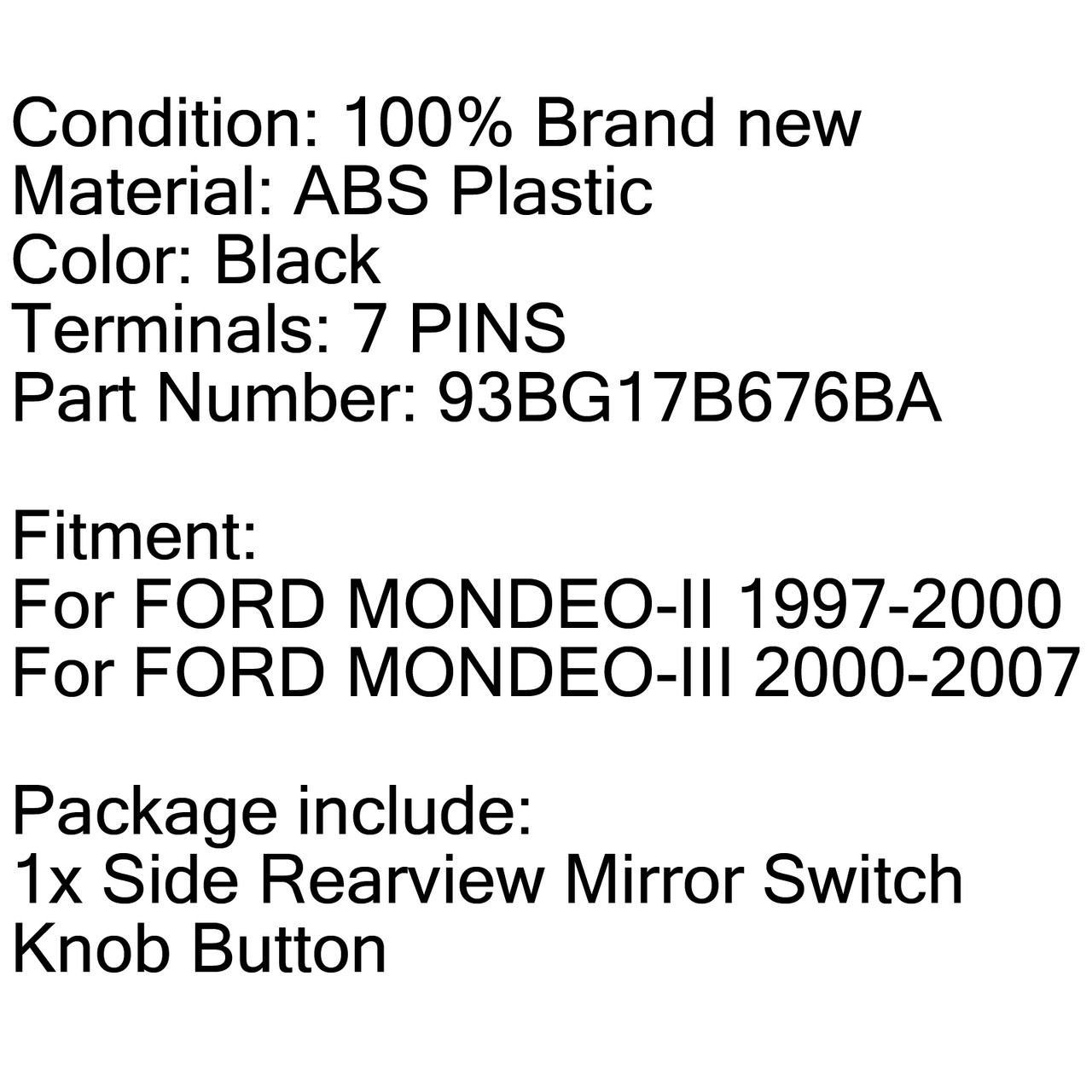 Side Rearview Mirror Control Switch for Ford Courier Fiesta Focus Fusion Mondeo