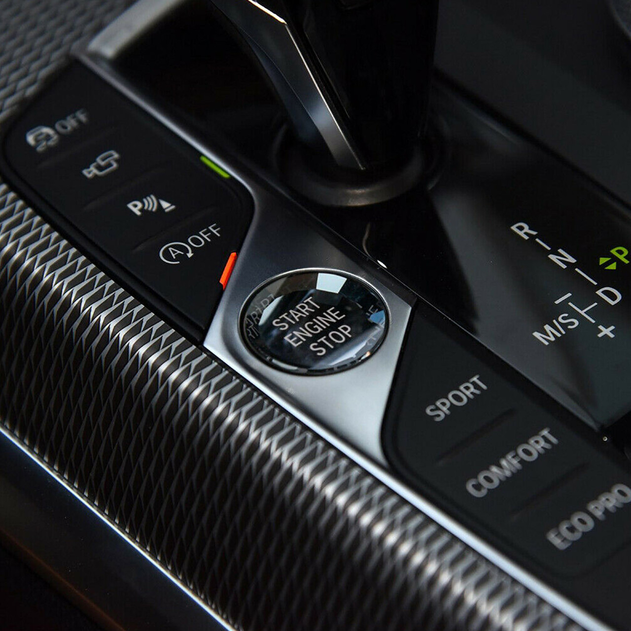 Black Engine Start Stop Switch Button Cover For BMW F Chassis F30 F10 Crystal